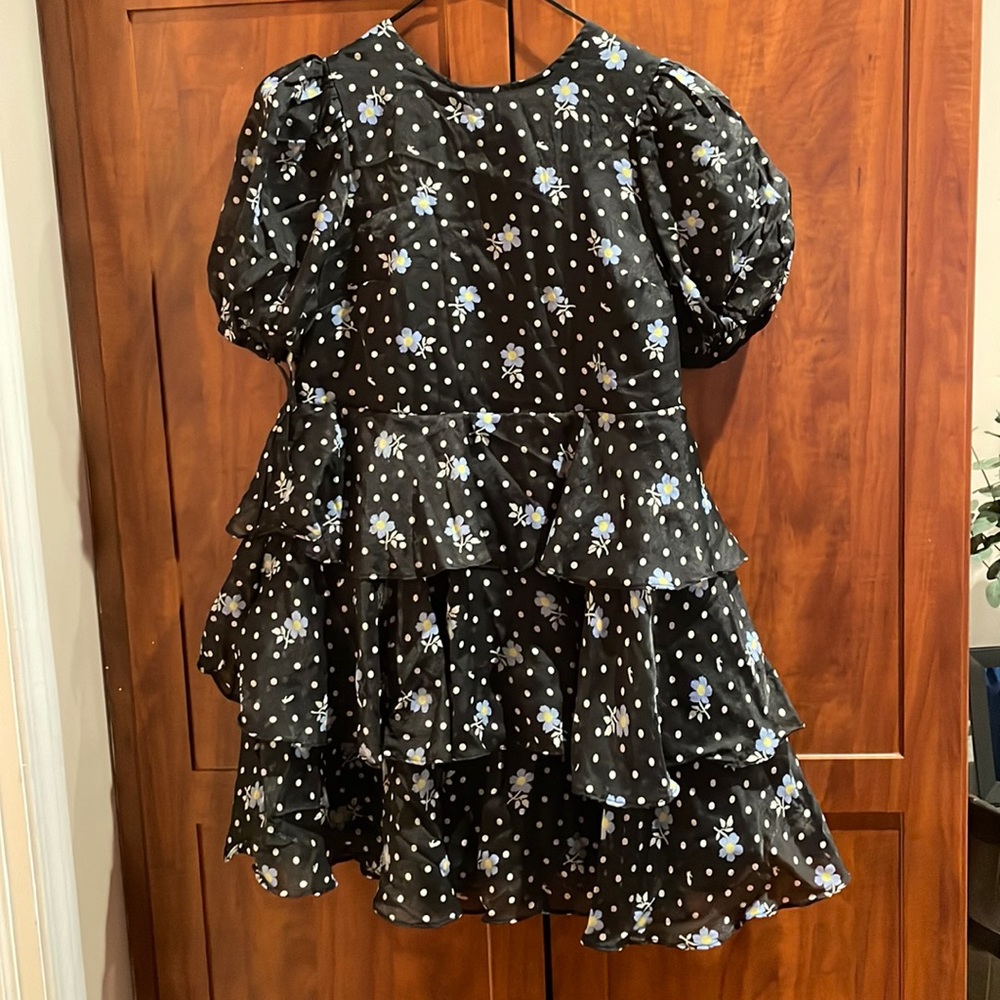Blue floral puff sleeve dress